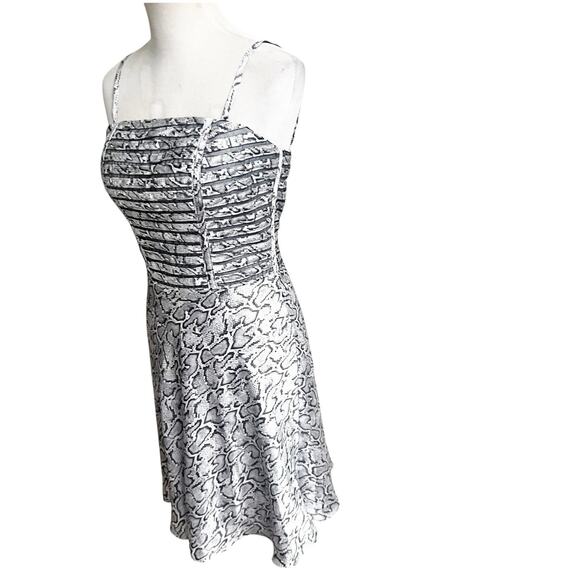 Cache Y2K Snakeprint Mini Skater Dress NWT Smocked Size 4 Satin Reptile Print - Picture 3 of 13
